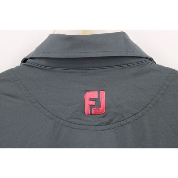 Footjoy Men's Size Medium S/S Golf Polo Shirt Gray Pink Stripe - Picture 5 of 7